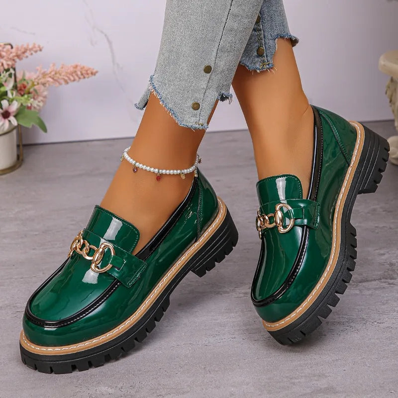 Happy™ WomenLoafers: Lav Hæl Vintage Stil Kæde Kvinder Loafers