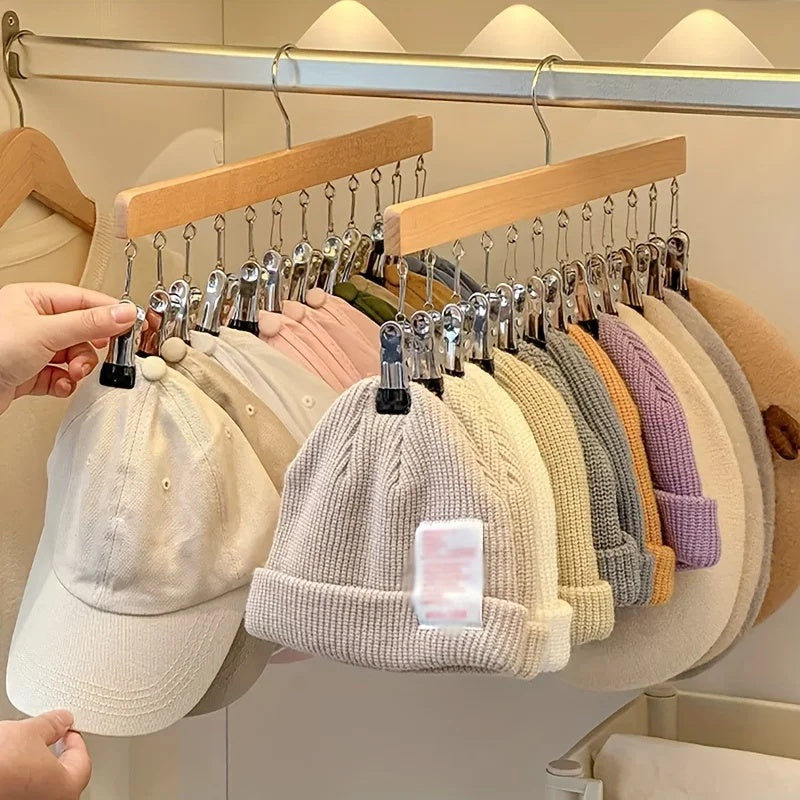 GlideHold® MultiHanger: Pladsbesparende Træ Multi Clips Tøjophæng