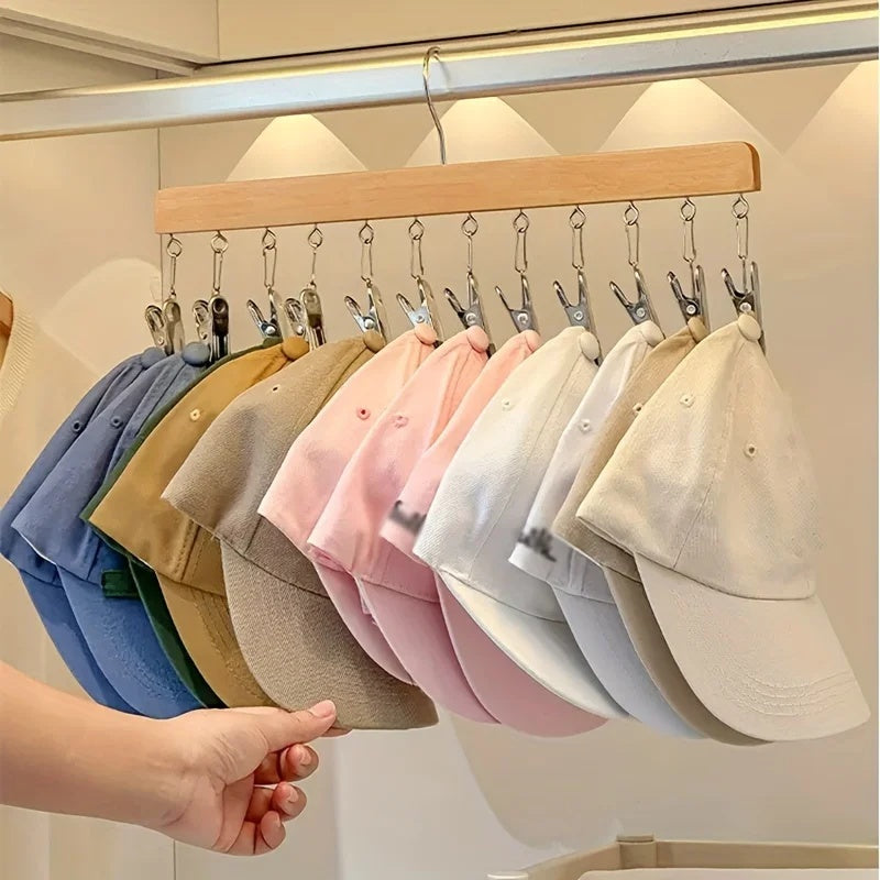 GlideHold® MultiHanger: Pladsbesparende Træ Multi Clips Tøjophæng