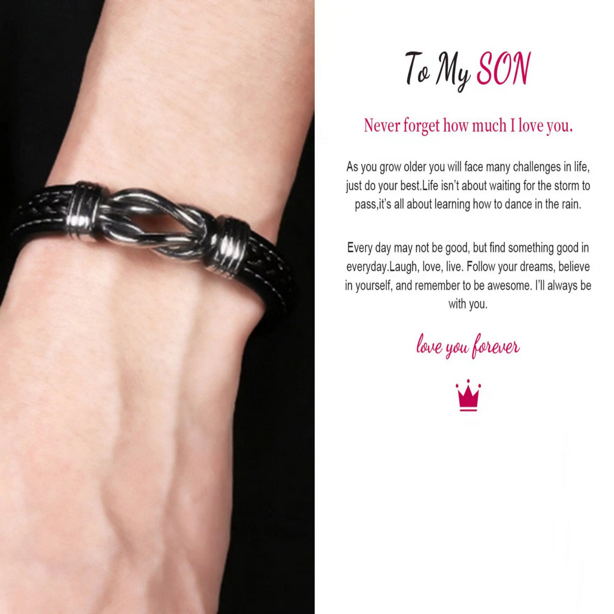 Jewelance™ InfinityBracelet: Uendelighed Knude Armbånd med Dedikation Kort