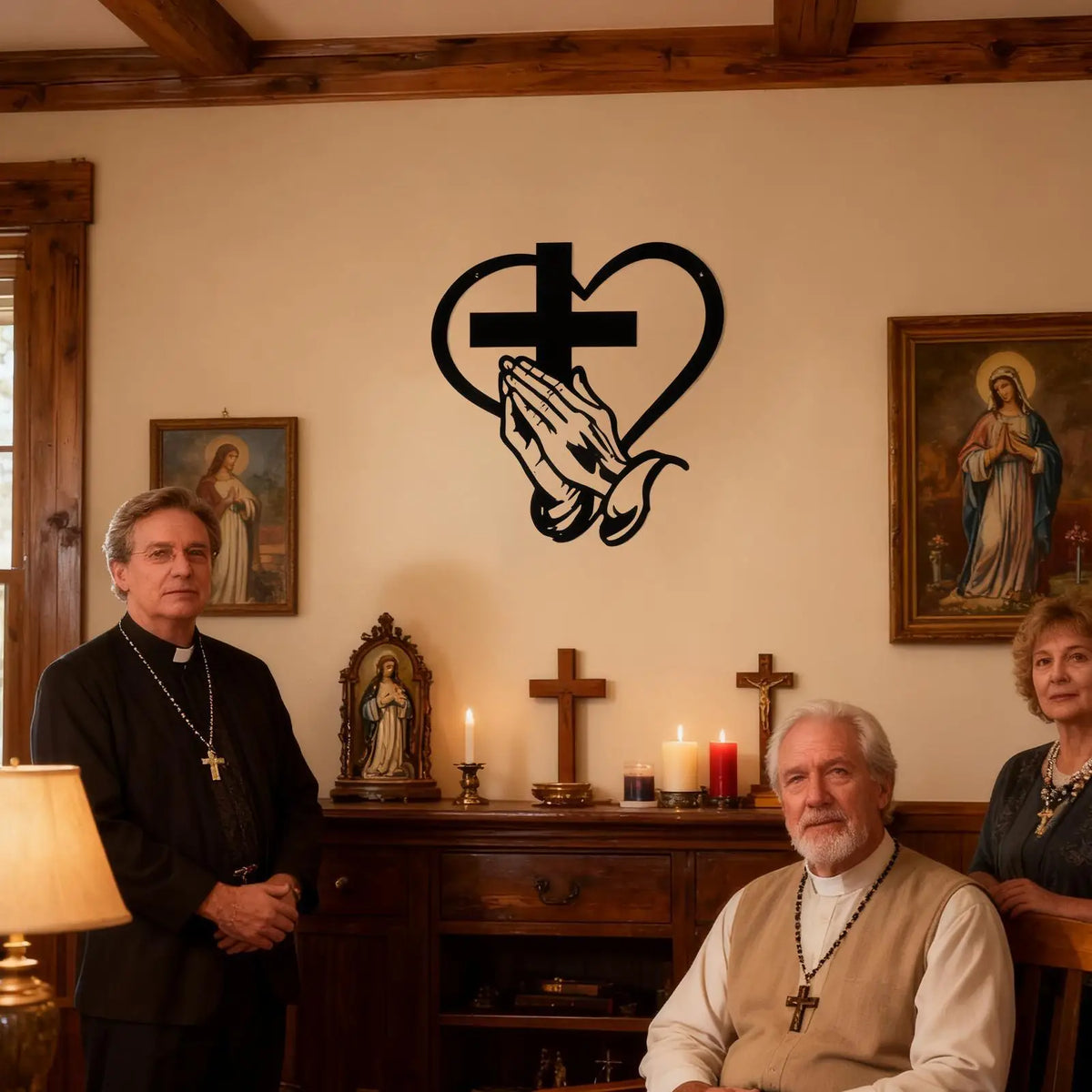 SpiritualDecor - Elegant Hjem Hængende Kors Hjerte Åndelig Dekoration