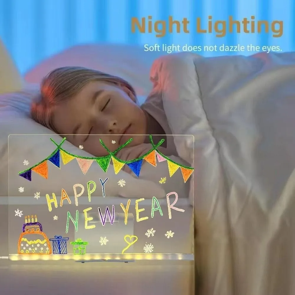 Kletshuts™ NoteBoard: LED-Lampe Akryl Note- Og Tegnebræt