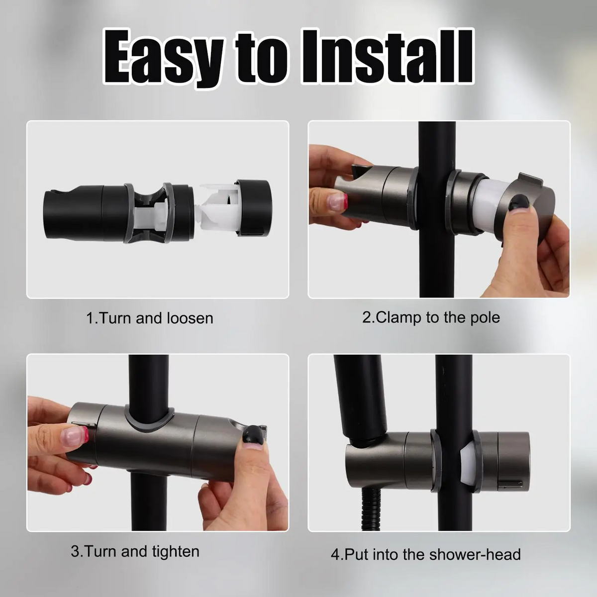 GlideHold® ShowerHolder 1+1 GRATIS: Universal Fit Nem-Justerbar Bruseholder Parentes