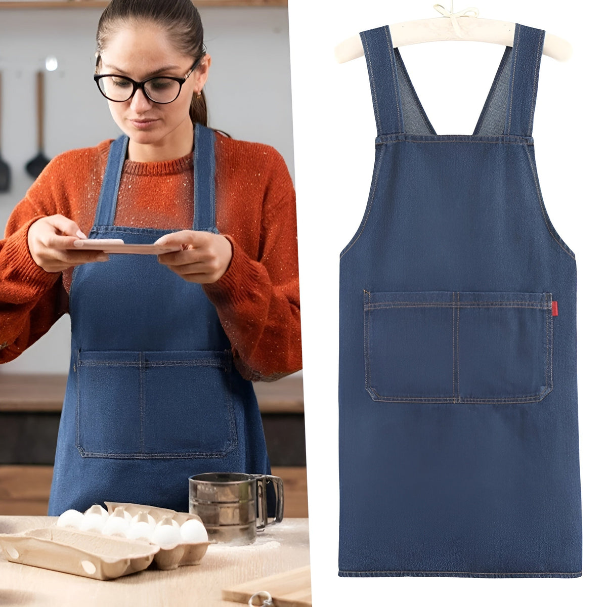 Icone™ DenimApron: Stilfuldt Komfortabelt Cross-Back Denimforklæde