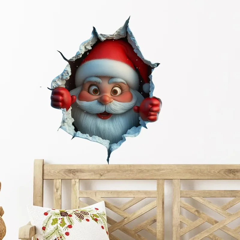 SantaSticker 1+1 GRATIS: 3D Genanvendeligt Julemandsklistermærke Til Ferie Vægdekoration