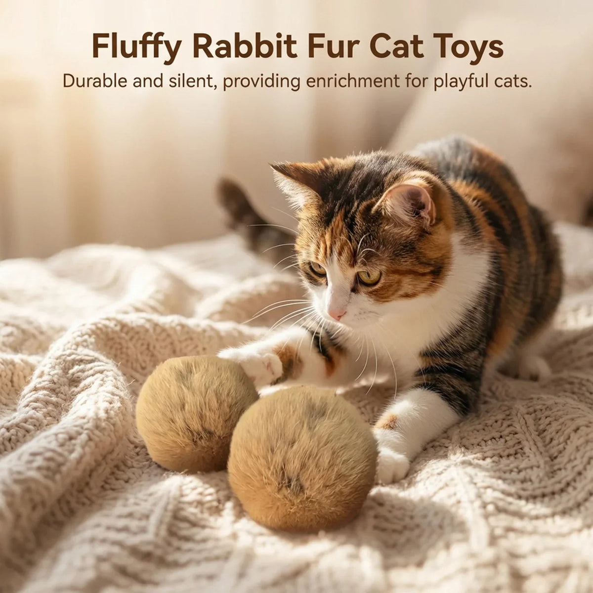 Catfri® PlushBall - Kattevenlig Plysbunny Bold Kattelegetøj