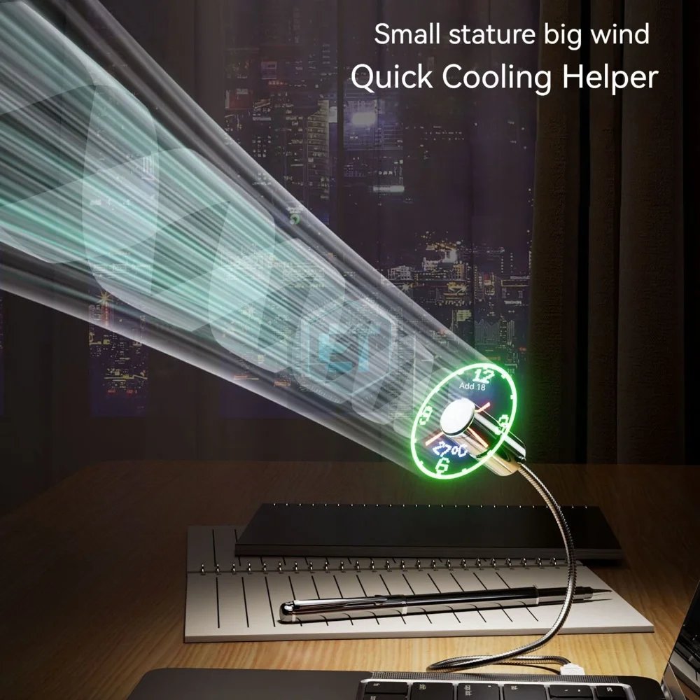 Ledsen™ USBFan - 2-I-1 USB Blæser Med LED Ur Belysning