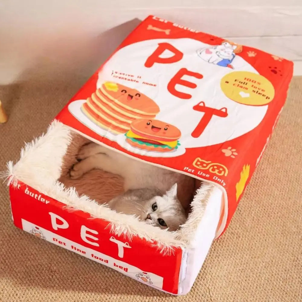 Catfri® CatBed: Hyggelig Indelukket Rektangulær Skjulested KatteSeng