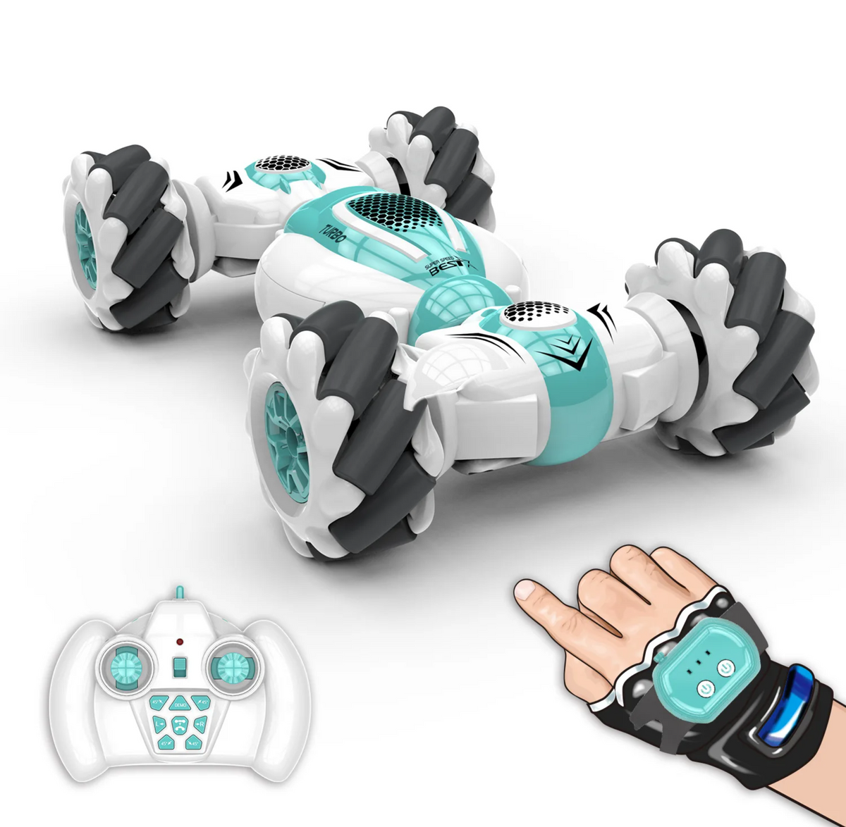 Kletshuts™ SpinningCar: 4WD Terrængående Dobbelt Kontrol Tilstand Stunt Spindende Bil