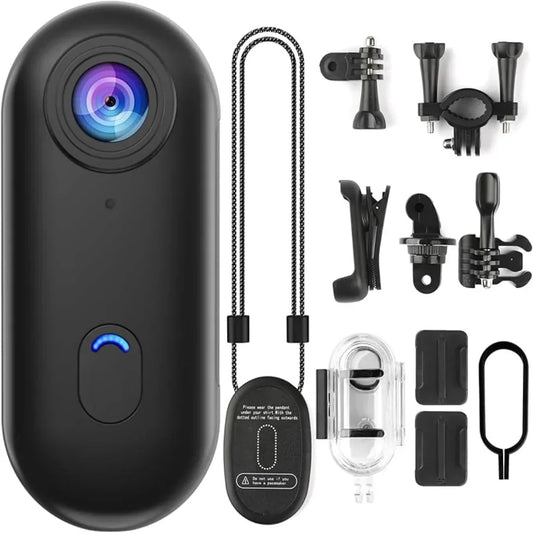 Vandtæt 4K-mini-actionkamera med WiFi og 360° magnetisk holder