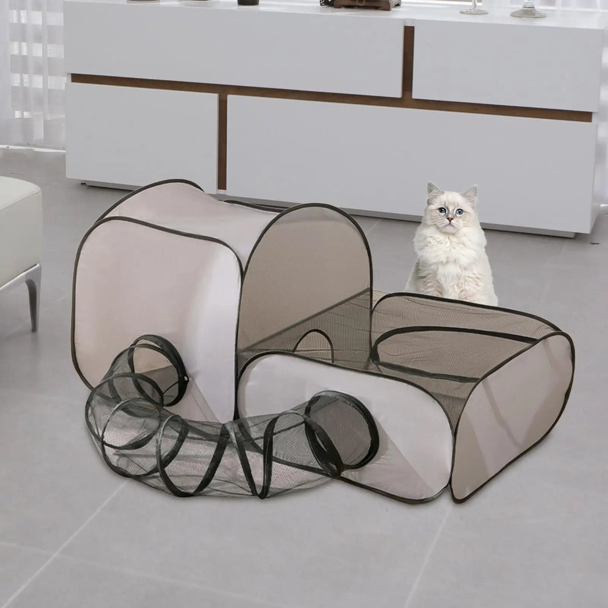 Catfri® CatPlaypen: Indendørs og Udendørs Foldbar Katlegegård Telt