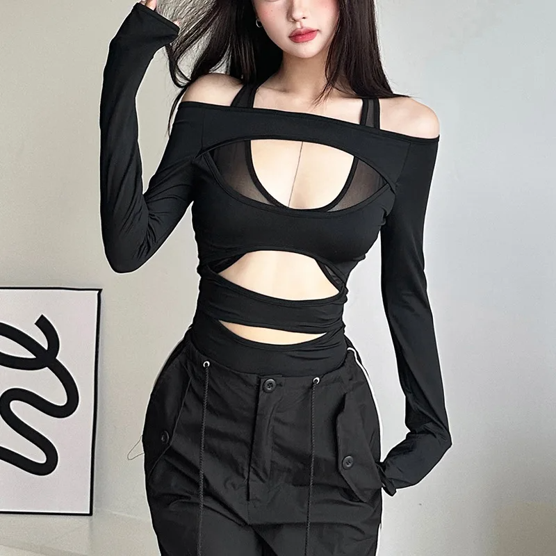 Icone™ MeshBodysuit: Kvinders Hul-Ud Langærmet Mesh Bodysuit