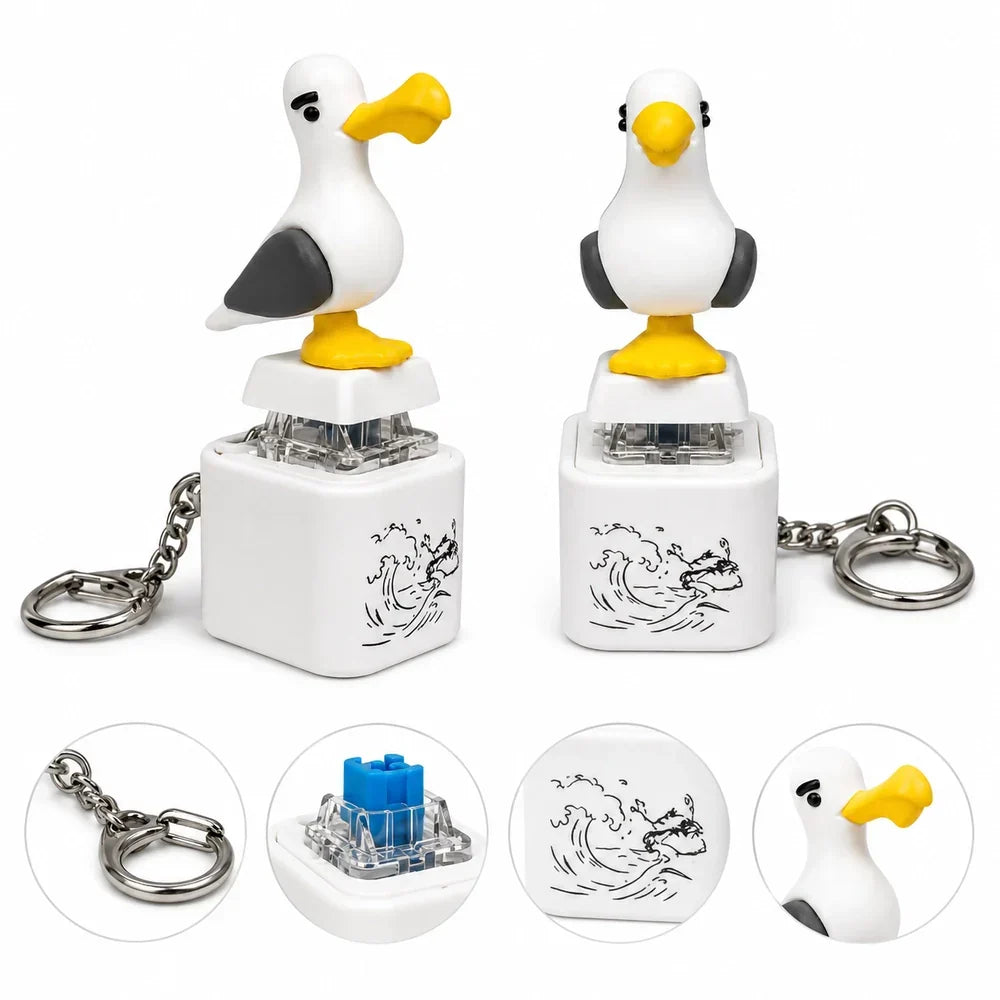 Kletshuts™ SeagullKeychain 1+1 GRATIS - Måge Lydknap Legetøj Nøglering