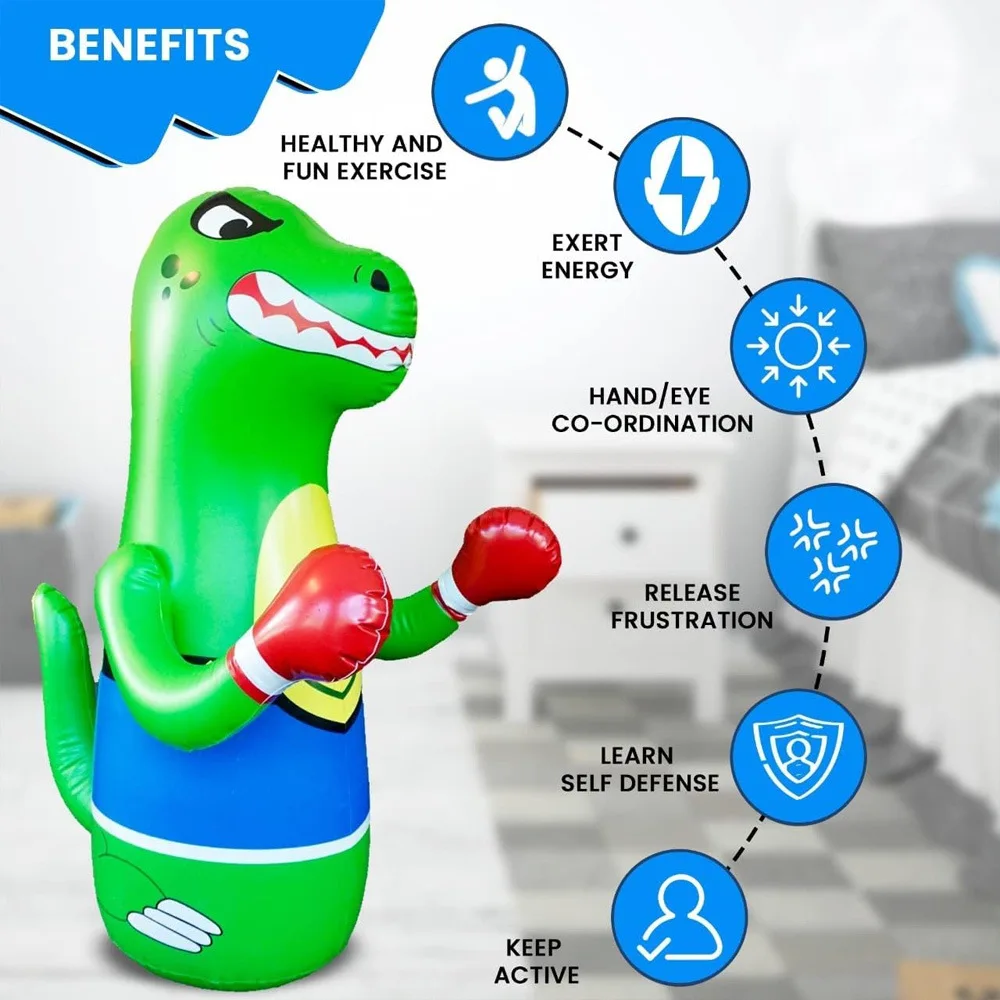 Kletshuts™ DinosaurPunch: Oppustelig Aktiv Leg Dinosaur Punching Legetøj