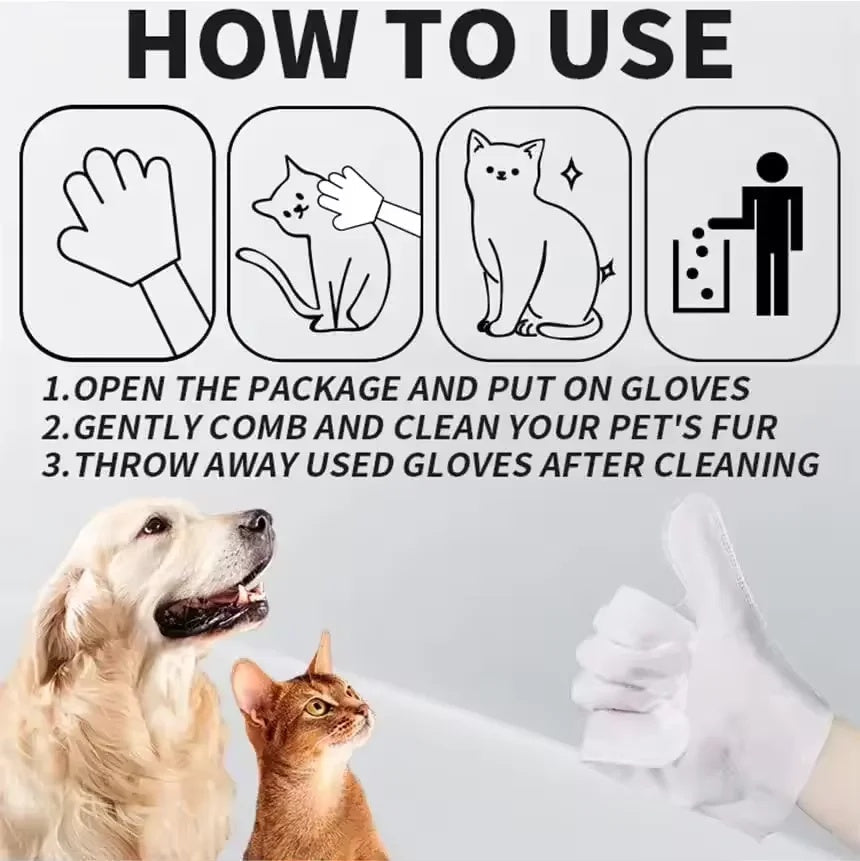 DogCatFri™ GloveWipes: Deodoriserende Handskerens Til Kæledyrpleje Og Rengøring