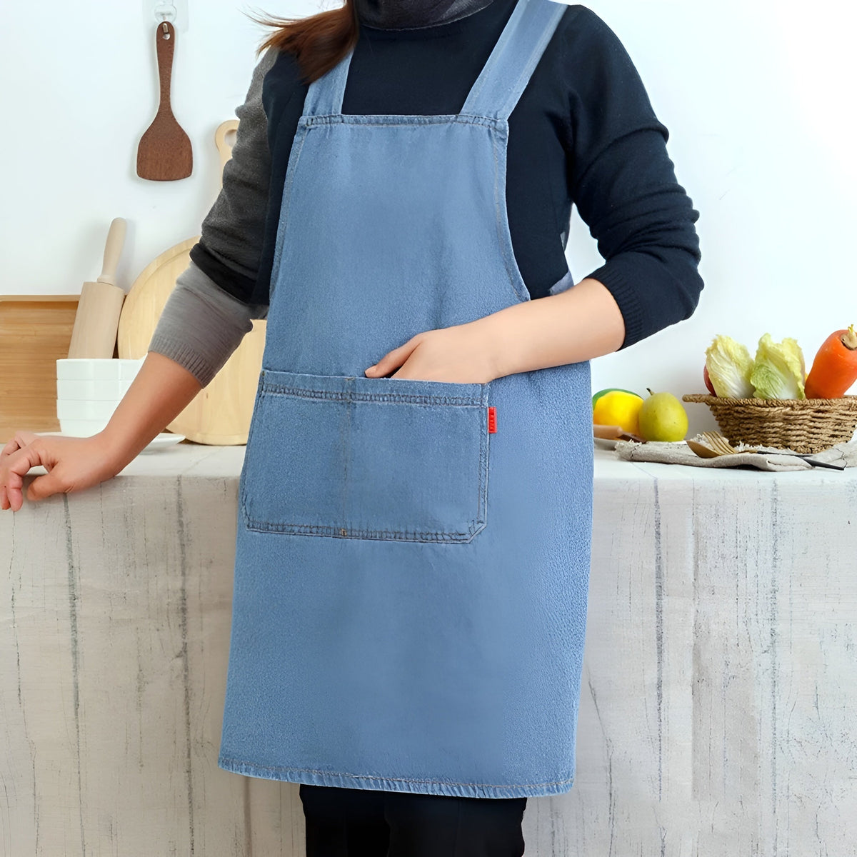 Icone™ DenimApron: Stilfuldt Komfortabelt Cross-Back Denimforklæde