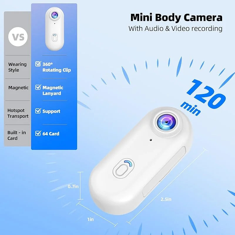 Vandtæt 4K-mini-actionkamera med WiFi og 360° magnetisk holder