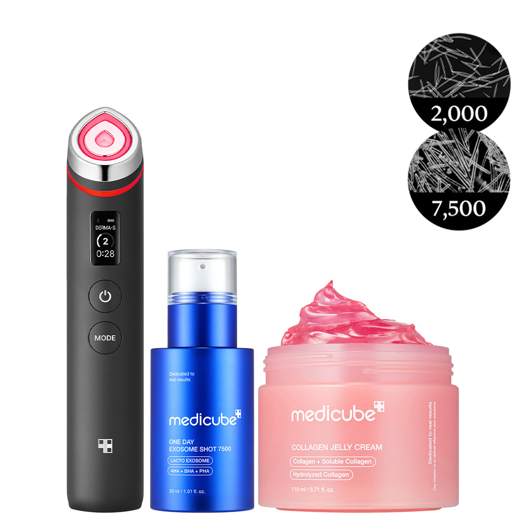 Hudfornyende sæt i 3 trin: ansigtsapparat, exosomserum 30 ml og gelcreme