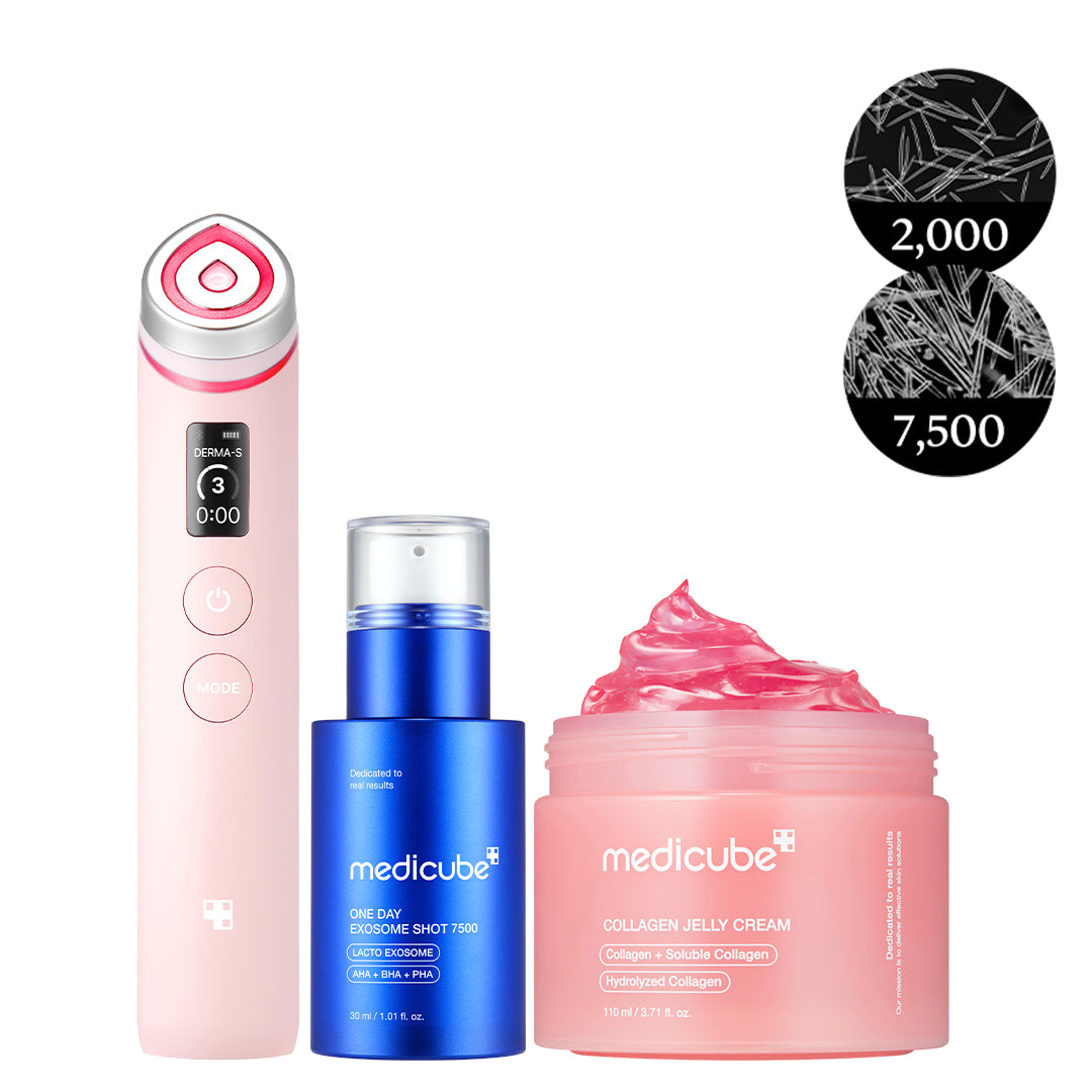 Hudfornyende sæt i 3 trin: ansigtsapparat, exosomserum 30 ml og gelcreme