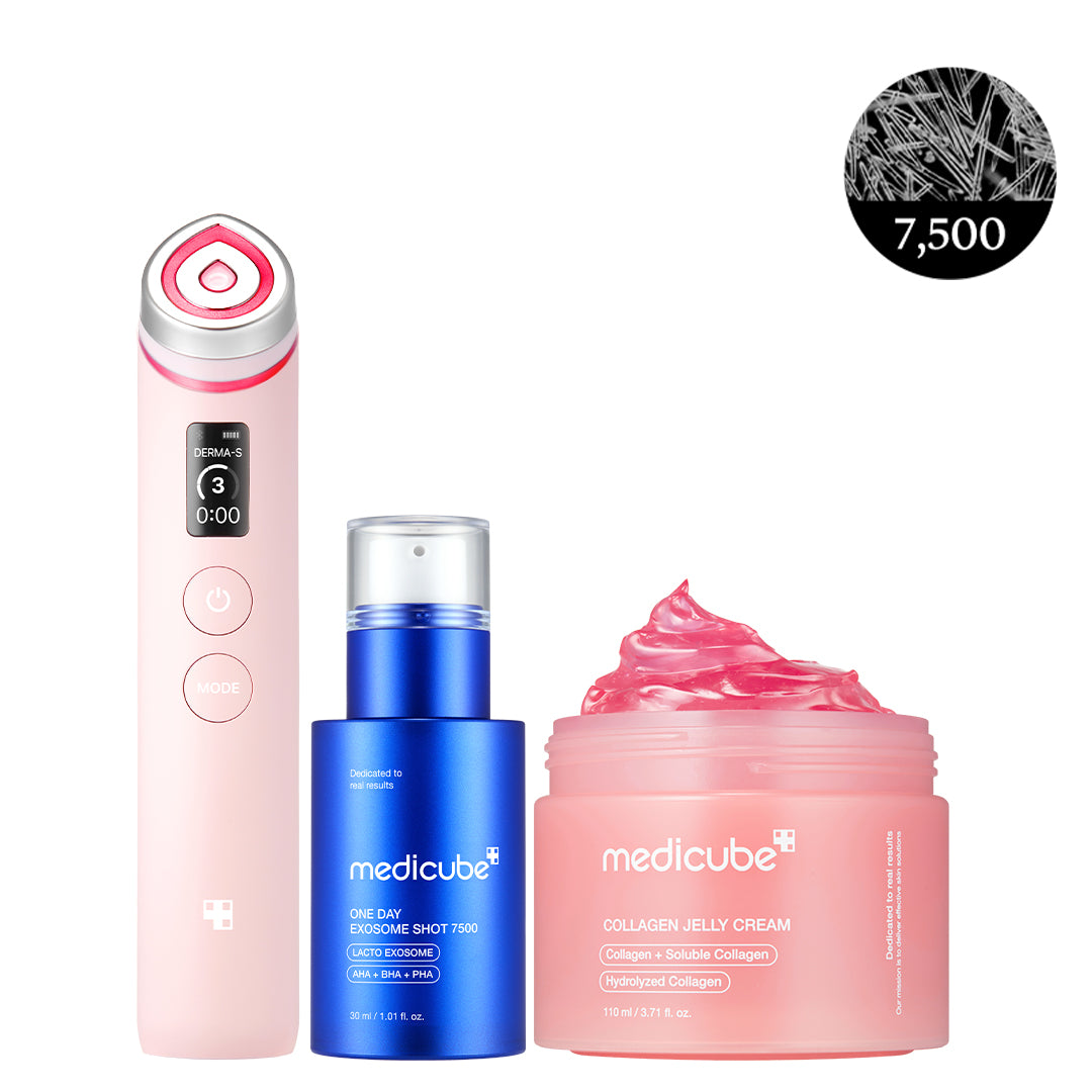 Hudfornyende sæt i 3 trin: ansigtsapparat, exosomserum 30 ml og gelcreme