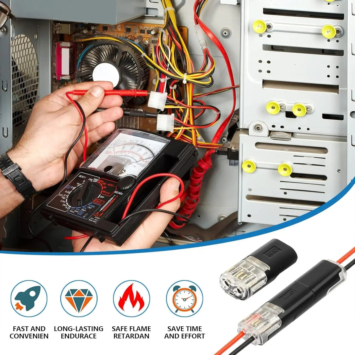 SolderlessConnector 10+10 GRATIS - Hurtigt Sikker Forbindelse Loddefri Tråd Splejs Stik