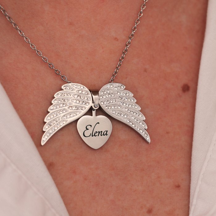 Jewelance™ PersonalizedNecklace: Elegant Engelvinger Personligt Modehalskæde