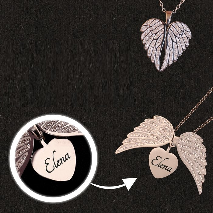 Jewelance™ PersonalizedNecklace: Elegant Engelvinger Personligt Modehalskæde