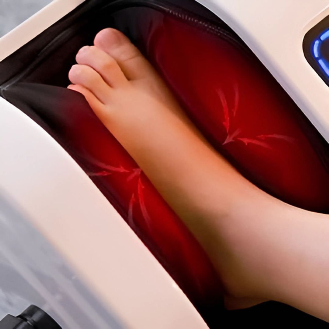 Fod- og lægmassageapparat med varme og fjernbetjening – OUTLET – ekstra produktvisning