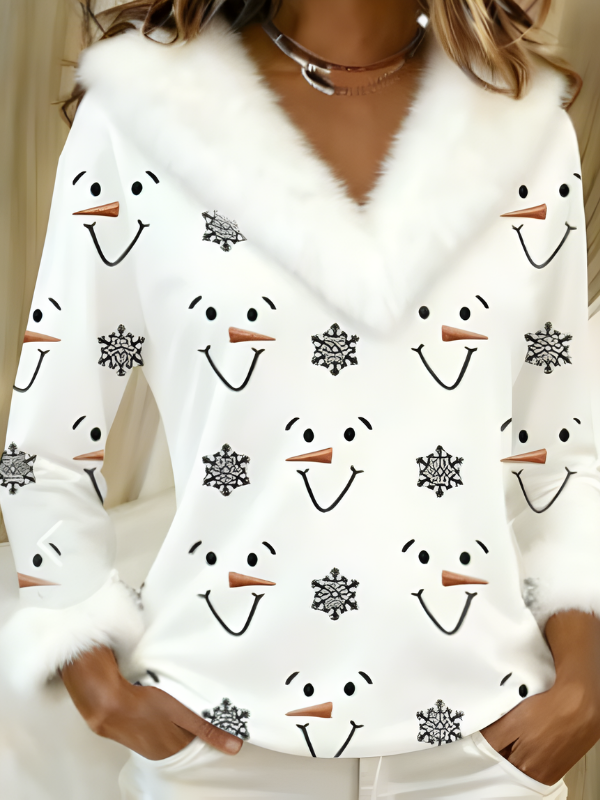 Icone™ ChristmasLongSleeve – Kvinders Hyggelig V-Hals Jule Lang Ærme Top