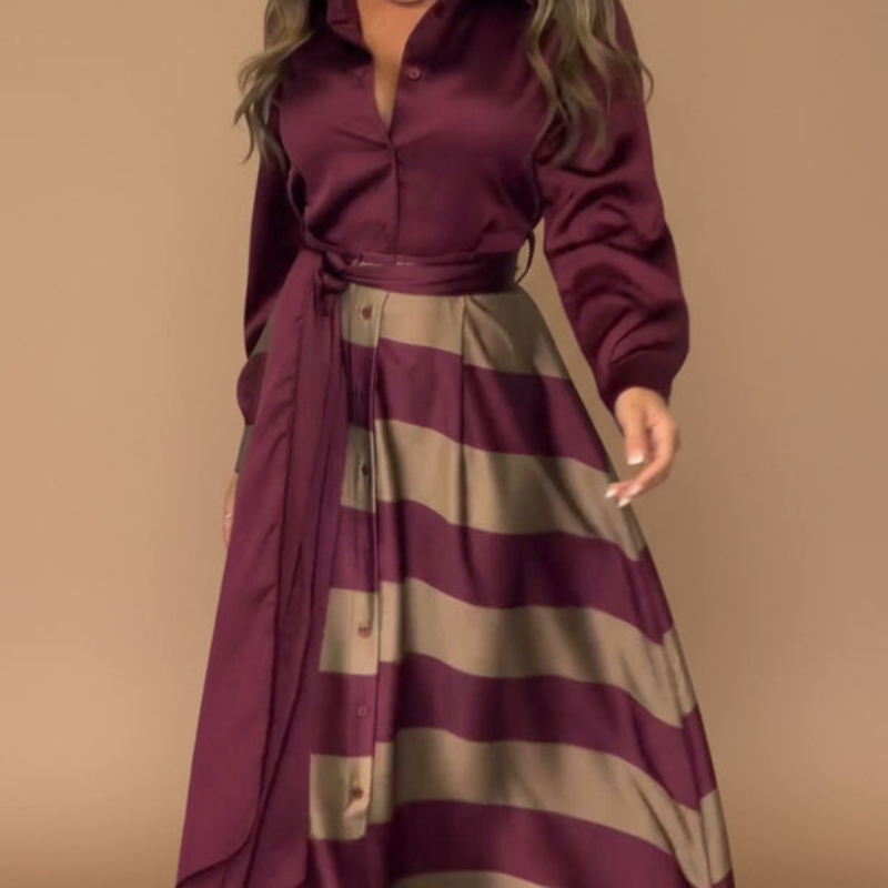 Icone™ StylishDress – Elegant Stribet Tidless Stilfuld Kjole