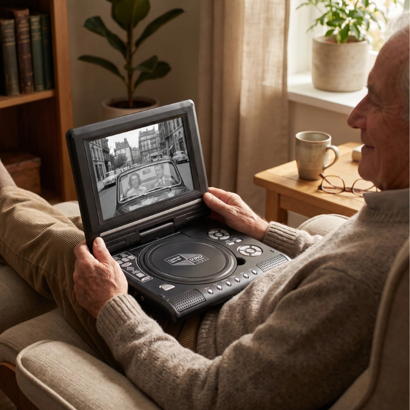PortableDVD: Genopladelig Bærbar DVD-Filmafspiller