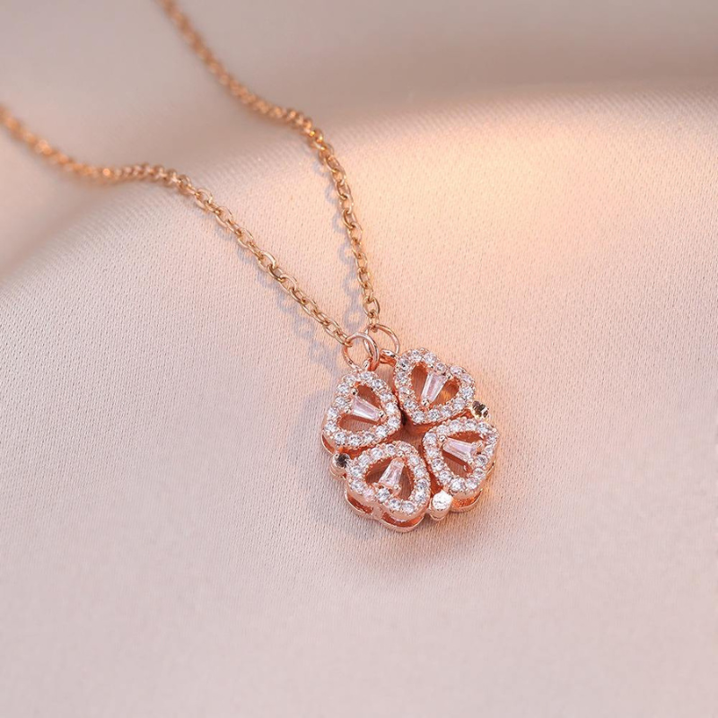 Jewelance™ CloverNecklace 1+1 GRATIS: Stilfuld To-Stil Magnetisk Hjerte Kløver Halskæde
