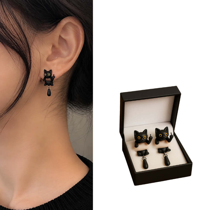Jewelance™ MoodyEarrings: Sjov Og Legesyg Humør Udsagn Kat Mode Ørerings
