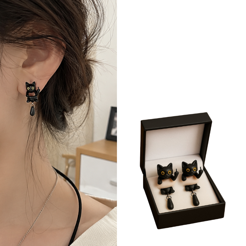Jewelance™ MoodyEarrings: Sjov Og Legesyg Humør Udsagn Kat Mode Ørerings