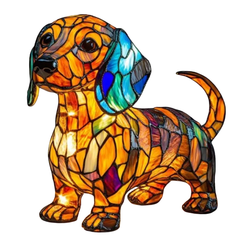 Strålende dachshund-lampe – håndlavet LED-lampe med hundemotiv