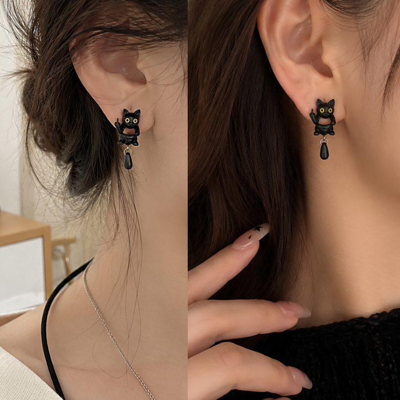 Jewelance™ MoodyEarrings: Sjov Og Legesyg Humør Udsagn Kat Mode Ørerings