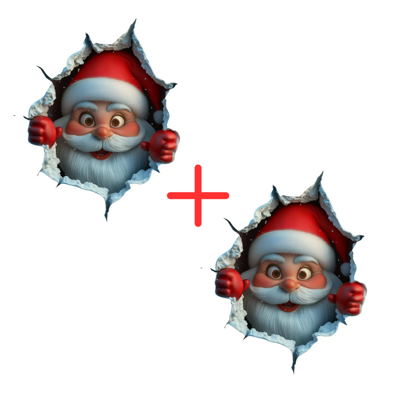 SantaSticker 1+1 GRATIS: 3D Genanvendeligt Julemandsklistermærke Til Ferie Vægdekoration