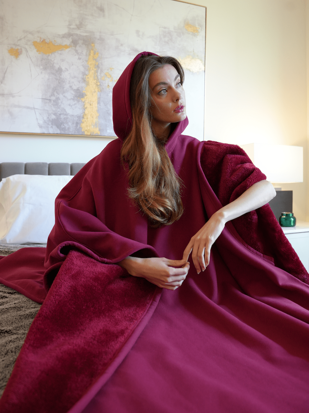 Vægtet hættejakke med oversized pasform og blødt inderfor