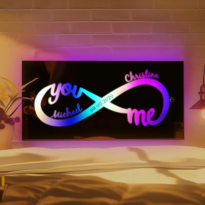Ledsen™ WallPlaque: LED Skilt Personliggjort Par Uendelig Vægplakette