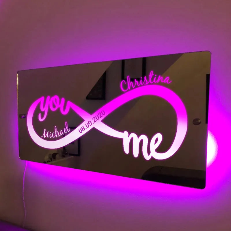 Ledsen™ WallPlaque: LED Skilt Personliggjort Par Uendelig Vægplakette
