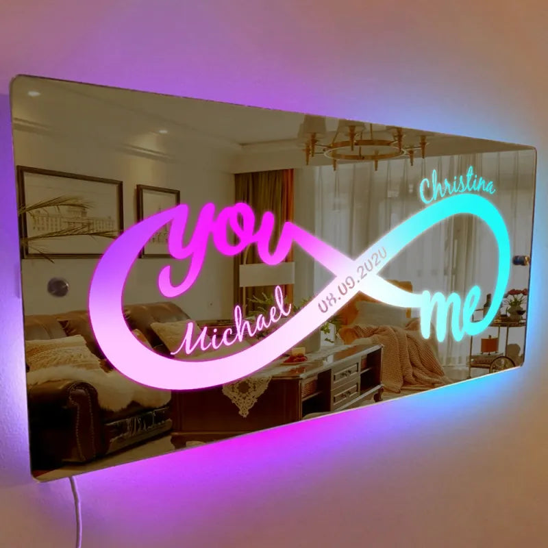 Ledsen™ WallPlaque: LED Skilt Personliggjort Par Uendelig Vægplakette