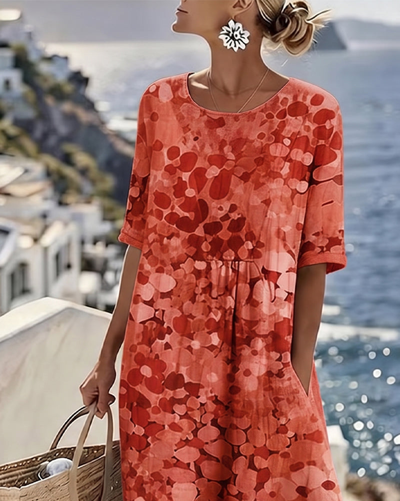 Icone™ PocketDress: Afslappet, Flagrende, Løs Kjole Med Print Og Lommer