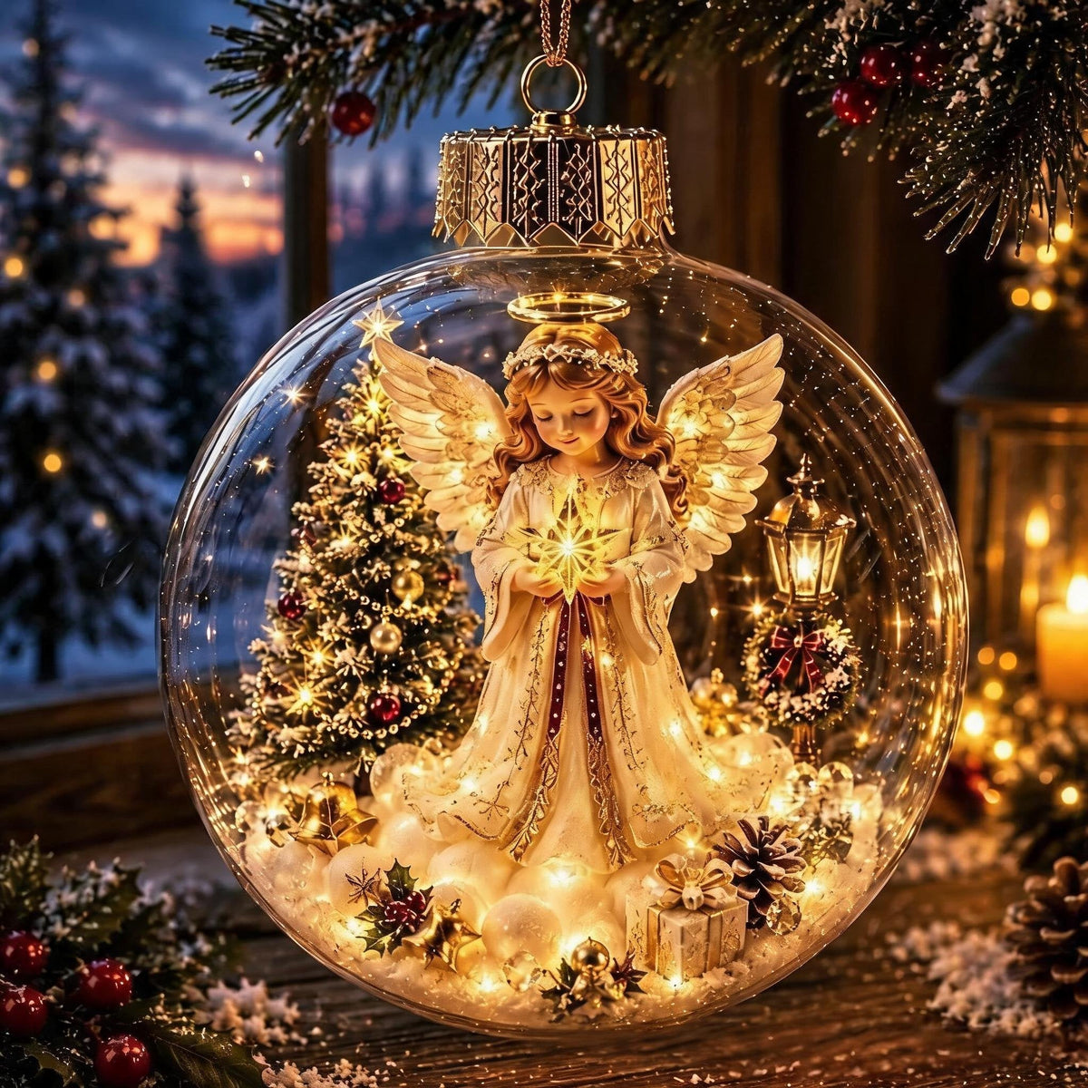 ChristmasOrnament – Glødende Jule Mini Vinter Verden Hus Dekor Ornament