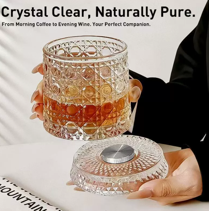Roterende whiskyglas med LED og fod
