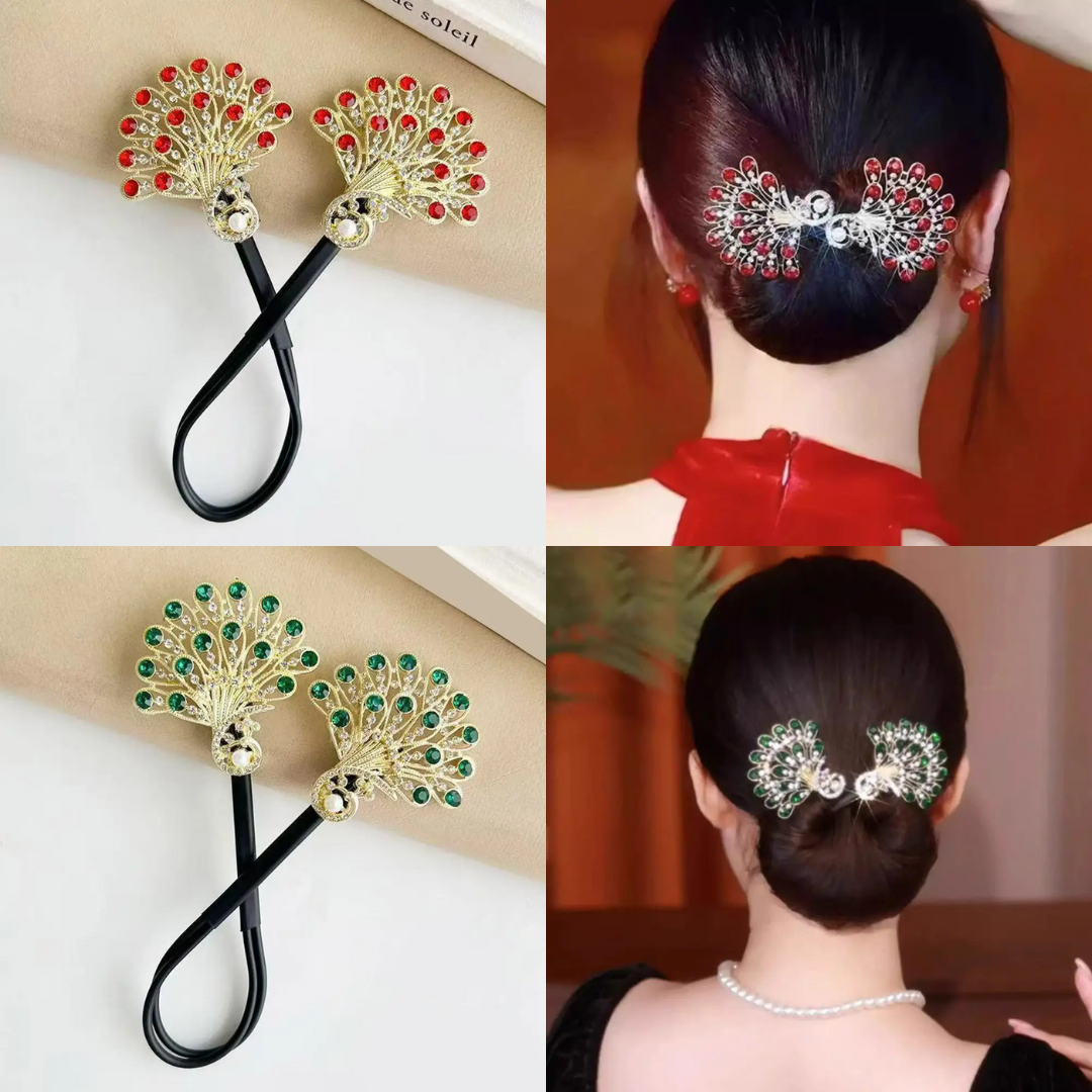 Rose® HairTie 1+1 GRATIS: Stilfuld Hårbånd Elegant Vintage Krystal Hestehale Twist Holder