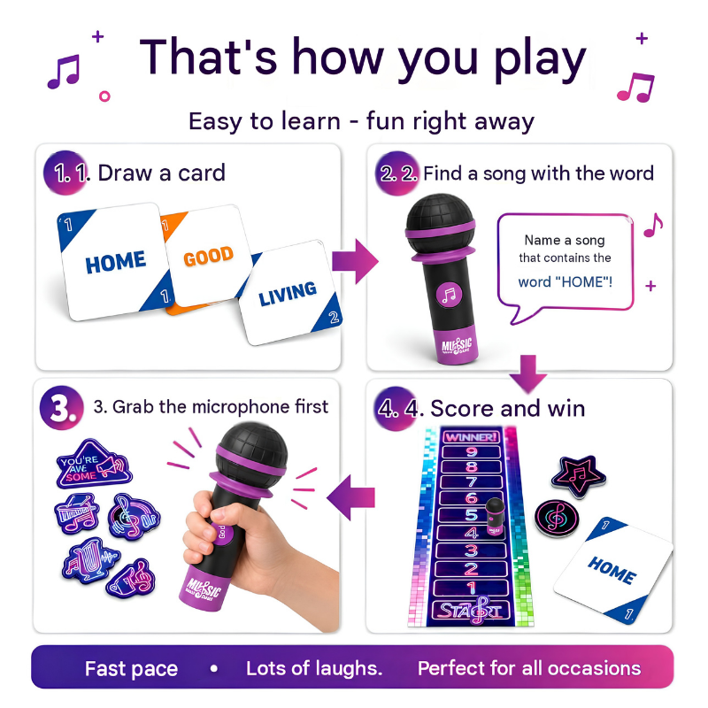 Kletshuts™ MusicGame – Interaktiv Musik Mikrofon Sjov Familielek
