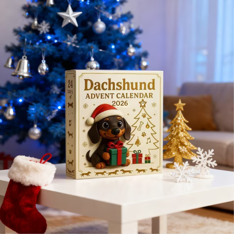 Kletshuts™ DachshundAdvent - 24 Dages Nedtælling 2D Akryl Dachsund Adventskalender