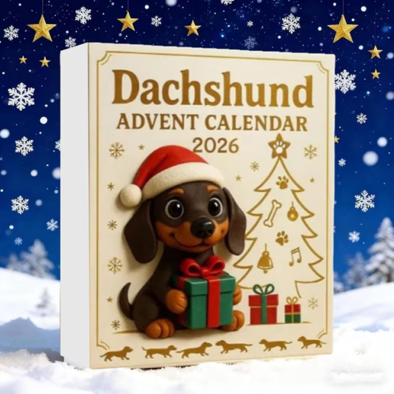 Kletshuts™ DachshundAdvent - 24 Dages Nedtælling 2D Akryl Dachsund Adventskalender