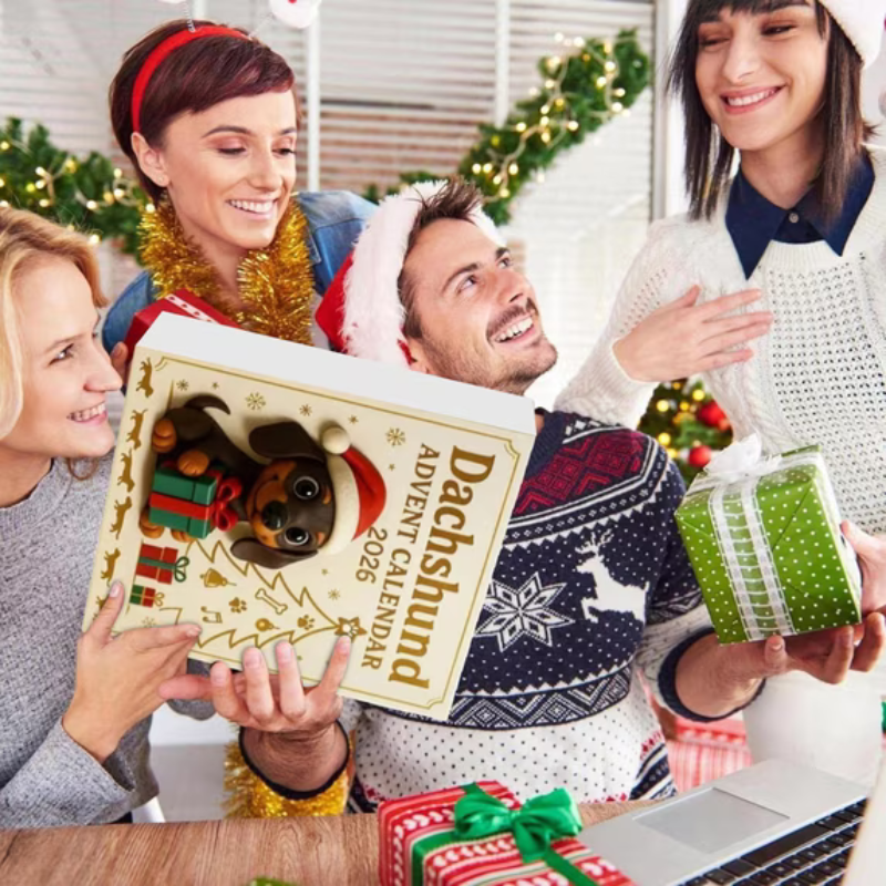 Kletshuts™ DachshundAdvent - 24 Dages Nedtælling 2D Akryl Dachsund Adventskalender