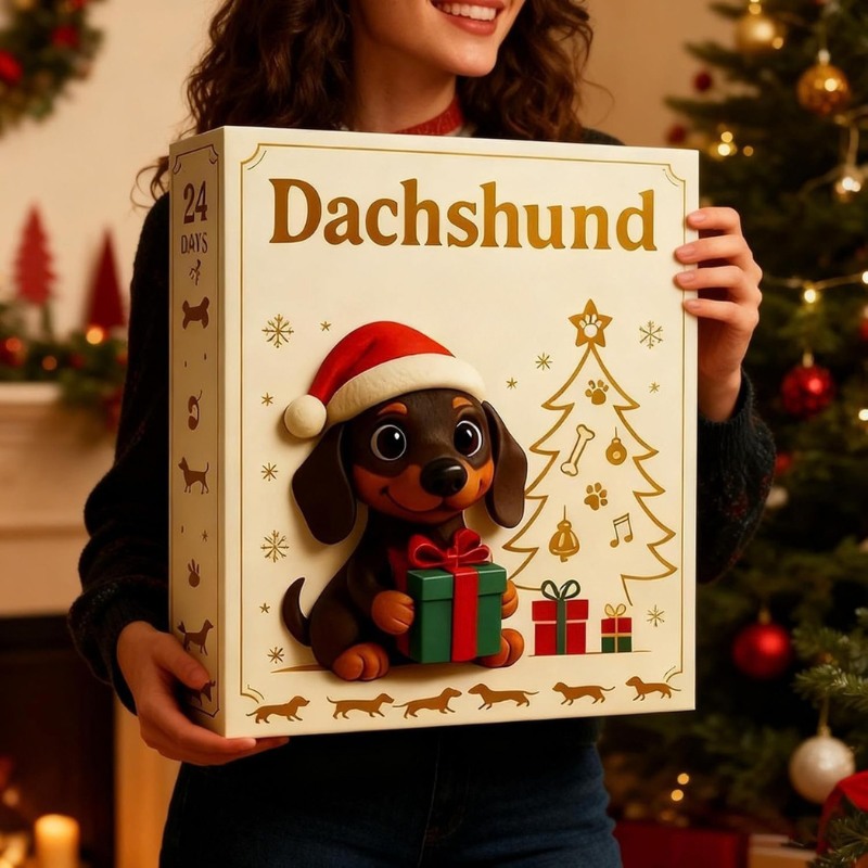Kletshuts™ DachshundAdvent - 24 Dages Nedtælling 2D Akryl Dachsund Adventskalender